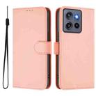 For Motorola Edge 50 Neo Skin Feel Solid Color Leather Phone Case with Lanyard(Pink) - 2