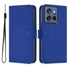 For Motorola Edge 50 Neo Skin Feel Solid Color Leather Phone Case with Lanyard(Dark Blue) - 2