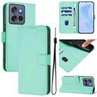 For Motorola Edge 50 Neo Skin Feel Solid Color Leather Phone Case with Lanyard(Mint Green) - 1