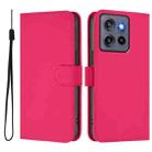 For Motorola Edge 50 Neo Skin Feel Solid Color Leather Phone Case with Lanyard(Rose Red) - 2