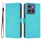 For Motorola Edge 50 Neo Skin Feel Solid Color Leather Phone Case with Lanyard(Lake Blue) - 2