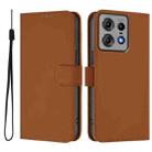 For Motorola Edge 50 Pro Skin Feel Solid Color Leather Phone Case with Lanyard(Brown) - 2