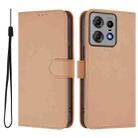 For Motorola Edge 50 Pro Skin Feel Solid Color Leather Phone Case with Lanyard(Nude) - 2