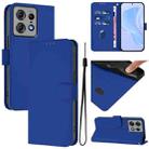 For Motorola Edge 50 Pro Skin Feel Solid Color Leather Phone Case with Lanyard(Dark Blue) - 1