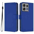 For Motorola Edge 50 Pro Skin Feel Solid Color Leather Phone Case with Lanyard(Dark Blue) - 2