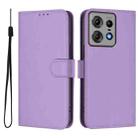 For Motorola Edge 50 Pro Skin Feel Solid Color Leather Phone Case with Lanyard(Lavender Purple) - 2