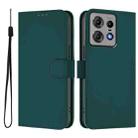 For Motorola Edge 50 Pro Skin Feel Solid Color Leather Phone Case with Lanyard(Dark Green) - 2