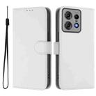 For Motorola Edge 50 Pro Skin Feel Solid Color Leather Phone Case with Lanyard(White) - 2