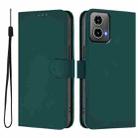 For Motorola Moto G34 Global Skin Feel Solid Color Leather Phone Case with Lanyard(Dark Green) - 2