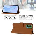 For Motorola Moto G35 Skin Feel Solid Color Leather Phone Case with Lanyard(Brown) - 3