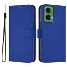 For Motorola Moto G35 Skin Feel Solid Color Leather Phone Case with Lanyard(Dark Blue) - 2