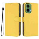 For Motorola Moto G35 Skin Feel Solid Color Leather Phone Case with Lanyard(Lemon Yellow) - 2