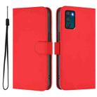 For Motorola Moto G42 4G Skin Feel Solid Color Leather Phone Case with Lanyard(Red) - 2
