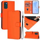 For Motorola Moto G42 4G Skin Feel Solid Color Leather Phone Case with Lanyard(Orange) - 1