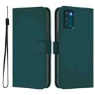 For Motorola Moto G42 4G Skin Feel Solid Color Leather Phone Case with Lanyard(Dark Green) - 2