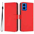 For Motorola Moto G45 5G / G34 5G Skin Feel Solid Color Leather Phone Case with Lanyard(Red) - 2