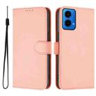 For Motorola Moto G45 5G / G34 5G Skin Feel Solid Color Leather Phone Case with Lanyard(Pink) - 2