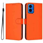 For Motorola Moto G45 5G / G34 5G Skin Feel Solid Color Leather Phone Case with Lanyard(Orange) - 2