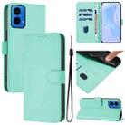 For Motorola Moto G45 5G / G34 5G Skin Feel Solid Color Leather Phone Case with Lanyard(Mint Green) - 1