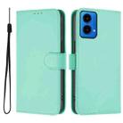 For Motorola Moto G45 5G / G34 5G Skin Feel Solid Color Leather Phone Case with Lanyard(Mint Green) - 2