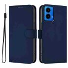 For Motorola Moto G45 5G / G34 5G Skin Feel Solid Color Leather Phone Case with Lanyard(Navy Blue) - 2