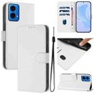 For Motorola Moto G45 5G / G34 5G Skin Feel Solid Color Leather Phone Case with Lanyard(White) - 1