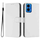 For Motorola Moto G45 5G / G34 5G Skin Feel Solid Color Leather Phone Case with Lanyard(White) - 2