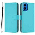 For Motorola Moto G45 5G / G34 5G Skin Feel Solid Color Leather Phone Case with Lanyard(Lake Blue) - 2