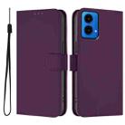 For Motorola Moto G45 5G / G34 5G Skin Feel Solid Color Leather Phone Case with Lanyard(Violet) - 2