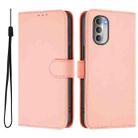 For Motorola Moto G51 5G Skin Feel Solid Color Leather Phone Case with Lanyard(Pink) - 2