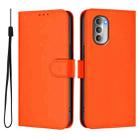 For Motorola Moto G51 5G Skin Feel Solid Color Leather Phone Case with Lanyard(Orange) - 2