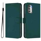 For Motorola Moto G51 5G Skin Feel Solid Color Leather Phone Case with Lanyard(Dark Green) - 2