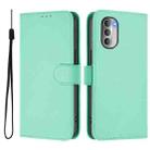 For Motorola Moto G51 5G Skin Feel Solid Color Leather Phone Case with Lanyard(Mint Green) - 2