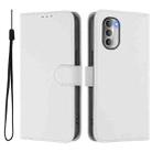 For Motorola Moto G51 5G Skin Feel Solid Color Leather Phone Case with Lanyard(White) - 2