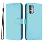 For Motorola Moto G51 5G Skin Feel Solid Color Leather Phone Case with Lanyard(Sky Blue) - 2