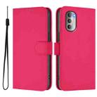 For Motorola Moto G51 5G Skin Feel Solid Color Leather Phone Case with Lanyard(Rose Red) - 2