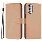 For Motorola Moto G52 4G / G82 5G Skin Feel Solid Color Leather Phone Case with Lanyard(Nude) - 2