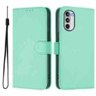 For Motorola Moto G52 4G / G82 5G Skin Feel Solid Color Leather Phone Case with Lanyard(Mint Green) - 2