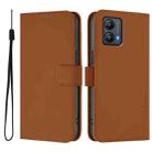 For Motorola Moto G53 5G / G13 4G Skin Feel Solid Color Leather Phone Case with Lanyard(Brown) - 2