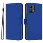 For Motorola Moto G53 5G / G13 4G Skin Feel Solid Color Leather Phone Case with Lanyard(Dark Blue) - 2