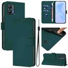 For Motorola Moto G53 5G / G13 4G Skin Feel Solid Color Leather Phone Case with Lanyard(Dark Green) - 1