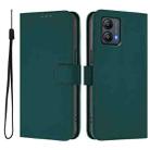 For Motorola Moto G53 5G / G13 4G Skin Feel Solid Color Leather Phone Case with Lanyard(Dark Green) - 2