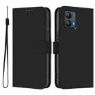 For Motorola Moto G53 5G / G13 4G Skin Feel Solid Color Leather Phone Case with Lanyard(Black) - 2