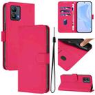 For Motorola Moto G53 5G / G13 4G Skin Feel Solid Color Leather Phone Case with Lanyard(Rose Red) - 1