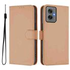 For Motorola Moto G55 Skin Feel Solid Color Leather Phone Case with Lanyard(Nude) - 2