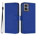 For Motorola Moto G55 Skin Feel Solid Color Leather Phone Case with Lanyard(Dark Blue) - 2