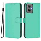 For Motorola Moto G55 Skin Feel Solid Color Leather Phone Case with Lanyard(Green) - 2