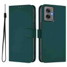 For Motorola Moto G55 Skin Feel Solid Color Leather Phone Case with Lanyard(Dark Green) - 2