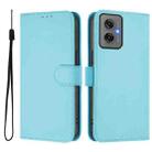 For Motorola Moto G55 Skin Feel Solid Color Leather Phone Case with Lanyard(Sky Blue) - 2