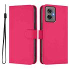 For Motorola Moto G55 Skin Feel Solid Color Leather Phone Case with Lanyard(Rose Red) - 2